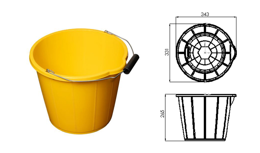 3 GALLON BUCKET STANDARD YELLOW